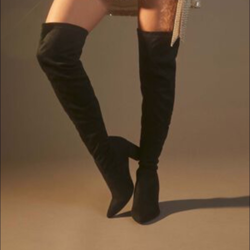 Forever 21 Black Thigh High Boots Size 5.5